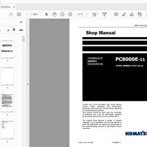 KOMATSU PC8000E-11 HYDRAULIC MINING EXCAVATOR SHOP MANUAL 12121-xE-GB-0 - PDF
