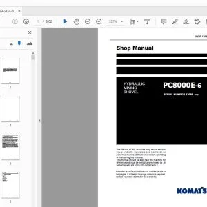 KOMATSU PC8000E-6 HYDRAULIC MINING SHOVEL SHOP MANUAL 12089-xE-GB-2 - PDF DOWNLOAD