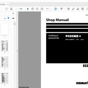 KOMATSU PC88MR-8 HYDRAULIC EXCAVATOR SHOP MANUAL SEN04329-15 - PDF DOWNLOAD