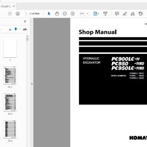 KOMATSU PC900LC-11 PC950-11E0 PC950LC-11E0 HYDRAULIC EXCAVATOR SHOP MANUAL SEN06968-02 - PDF DOWNLOAD