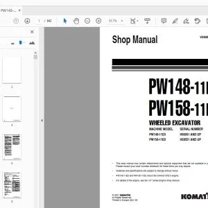 KOMATSU PW148-11E0 PW158-11E0 WHEELED EXCAVATOR SHOP MANUAL VENBM71000 - PDF