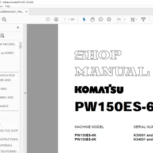 KOMATSU PW150ES-6K Shop Manual UEBM000401 - PDF DOWNLOAD