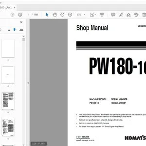 KOMATSU PW180-10 SHOP MANUAL VENBM63001 - PDF DOWNLOAD