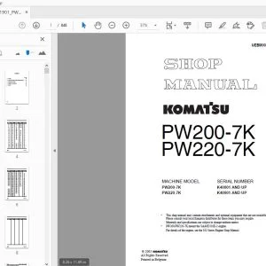 KOMATSU PW200-7K PW220-7K SHOP MANUAL UEBM001901 - PDF DOWNLOAD