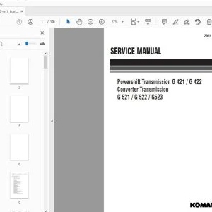 KOMATSU Powershift Transmission G 421/G 422 Converter Transmission G 521/G 522/G523 SERVICE MANUAL 2975 413 M1 - PDF