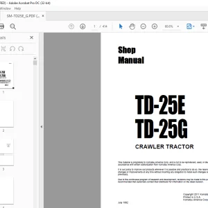 KOMATSU TD-25E TD-25G CRAWLER TRACTOR Shop Manual SM-TD25E-G - PDF DOWNLOAD