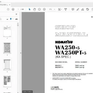 KOMATSU WA250-5 WA250PT-5 SHOP MANUAL SEBM029702 - PDF DOWNLOAD