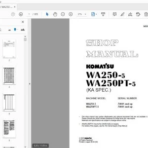 KOMATSU WA250-5 WA250PT-5 SHOP MANUAL SEBM029702 - PDF DOWNLOAD