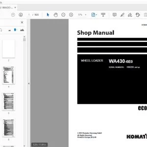 KOMATSU WA430-6E0 WHEEL LOADER SHOP MANUAL VEBM948102 - PDF DOWNLOAD