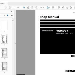 KOMATSU WA600-6 WHEEL LOADER SHOP MANUAL SEN00235-27 - PDF DOWNLOAD