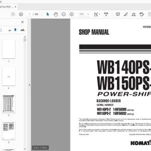 KOMATSU WB140PS-2 WB150PS-2 POWER SHIFT BACKHOE LOADER SHOP MANUAL - PDF DOWNLOAD
