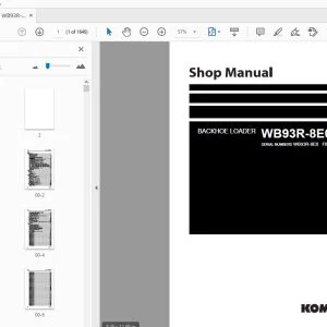 KOMATSU WB93R-8E0 BACKHOE LOADER SHOP MANUAL WENBM00300 - PDF