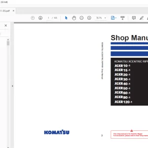 KOMATSU XCENTRIC RIPPER JGXR(10-1) (15-1) (20-1) (30-1) (40-1) (50-1) (60-1) (80-1) (120-1)Shop Manual PDF