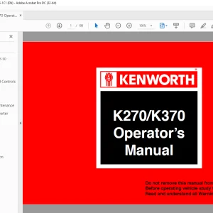Kenworth Truck K270/K370 OPERATOR'S MANUAL - PDF DOWNLOAD