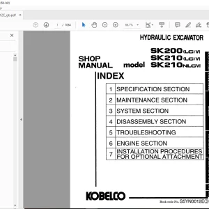 Kobelco SK200(LC)VI SK210(LC)VI SK210NLCVI Excavator Shop Manual PDF