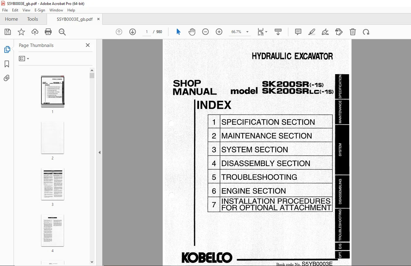 Kobelco SK200SR(-1S) SK200SRLC(-1S) Hydraulic Excavator Shop Manual PDF - Image 2