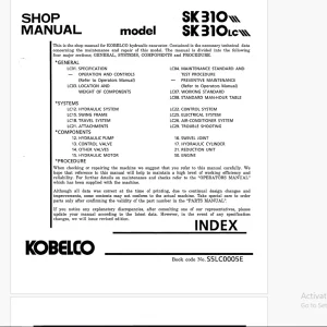 Kobelco SK310 SK310 LC Hydraulic Excavator Shop Manual