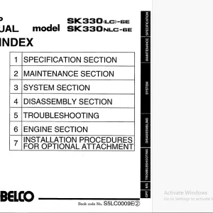 Kobelco SK330 LC-6E SK330NLC-6E Hydraulic Excavator S5LC0009E Shop Manual PDF