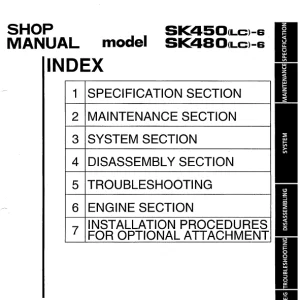 Kobelco SK450(LC)-6 SK480(LC)-6 Excavator Shop Manual PDF
