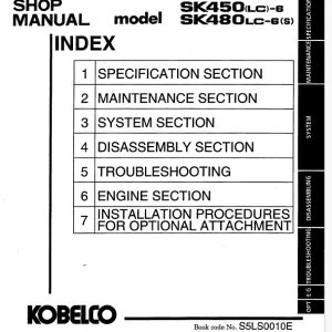 Kobelco SK450(LC)-6 SK480(LC)-6(S) Excavator Shop Manual PDF