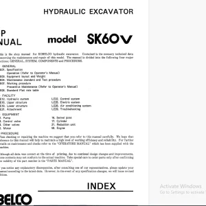Kobelco SK60 V Hydraulic Excavator S5LE0006E Shop Manual PDF