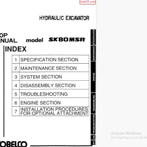 Kobelco SK80 MSR Hydraulic Excavator S5LF0001E Shop Manual PDF