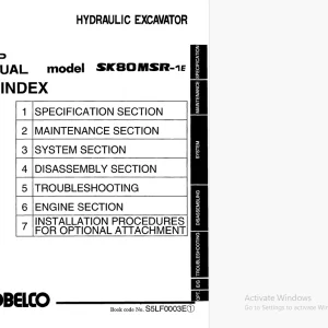 Kobelco SK80MSR-1E Hydraulic Excavator S5LC0003E Shop Manual PDF