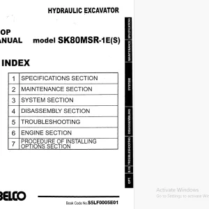 Kobelco SK80MSR-1E Hydraulic Excavator S5LF0005E01 Shop Manual PDF