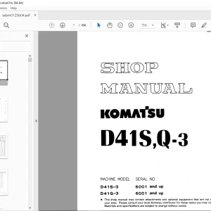 Komatsu D41S,Q-3 Shop Manual SEBM0125B04 - PDF DOWNLOAD