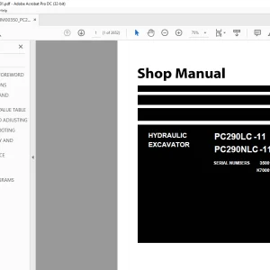 Komatsu HYDRAULIC EXCAVATOR PC290LC -11  PC290NLC -11 Shop Manual UENBM00350 PDF