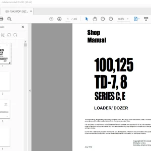 Komatsu 100,125 TD-7, 8 SERIES C, E Shop Manual ISS-1543 - PDF DOWNLOAD