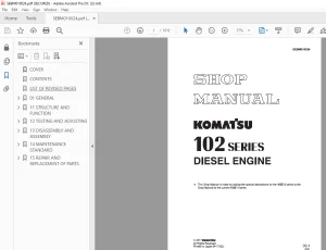 Komatsu 102 SERIES Diesel Engine Shop Manual SEBM010024 PDF
