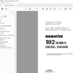 Komatsu 102 SERIES Diesel Engine Shop Manual SEBM010024 PDF