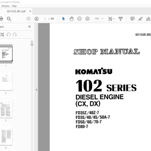Komatsu 102 Series Diesel Engine (CX DX) Shop Manual 6D102E-BE1 PDF