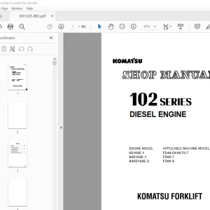 Komatsu 102 Series Diesel Engine Shop Manual 6D102E-BE2 PDF
