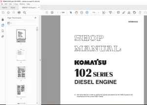 Komatsu 102 Series Diesel Engine  Shop Manual SEBM010026 PDF DOWNLOAD