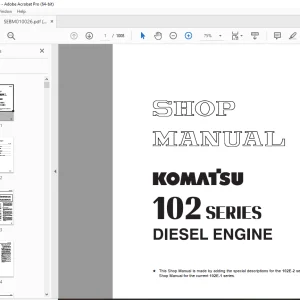 Komatsu 102 Series Diesel Engine  Shop Manual SEBM010026 PDF DOWNLOAD