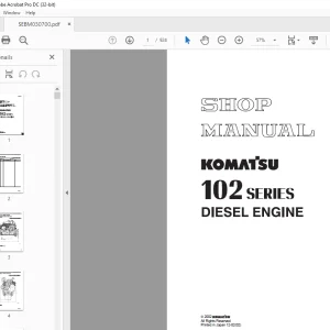 Shop Manual for Komatsu 102 Series Diesel Engine SEBM030700 PDF