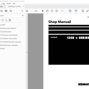 Komatsu 125E-6 Series Engine Shop Manual SEN05624-02 PDF