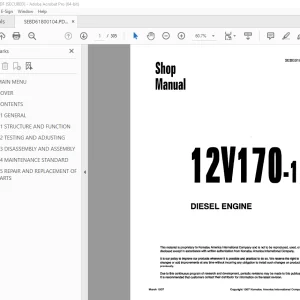 Komatsu 12V170-1 Diesel Engine Shop Manual SEBE61800104 PDF