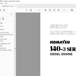Komatsu 140-3 Series Diesel Engine Shop Manual SEBM022214 - PDF DOWNLOAD