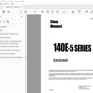 Komatsu 140E-5 Series Engine Shop Manual SEN00074-06 PDF