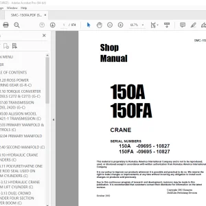 Komatsu 150A 150FA CRANE Shop Manual - PDF DOWNLOAD 
