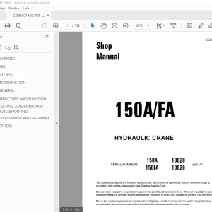 Komatsu 150A 150FA Hydraulic Crane Shop Manual CEBM001400 PDF