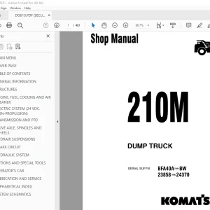 Komatsu 210M Dump Truck Shop Manual DG610 PDF