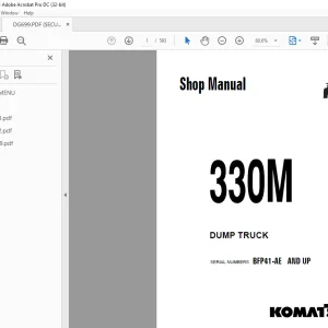 Komatsu 330M DUMP TRUCK Shop Manual DG699 - PDF DOWNLOAD