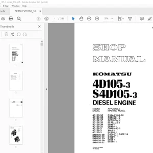 Komatsu 4D105-3 S4D105-3 Diesel Engine Shop Manual SEBE61300300 PDF