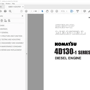 Komatsu 4D130-1 Series Diesel Engine Shop Manual SEBE6114Z00 PDF