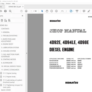 Komatsu 4D92E 4D94LE 4D98E Diesel Engine Shop Manual PDF