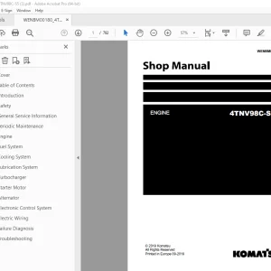 Komatsu 4TNV98C-S5 Engine Shop Manual WENBM00180 PDF